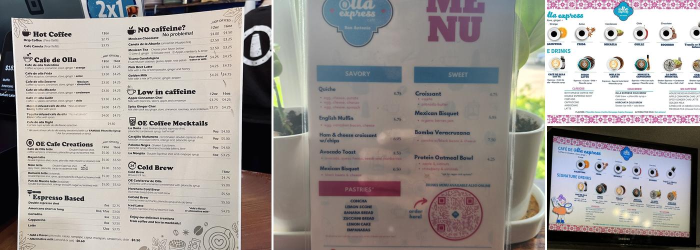 Olla express cafe Menu