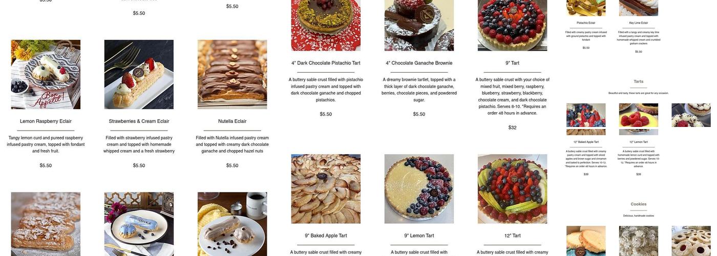 Eclair French Pastry Menu