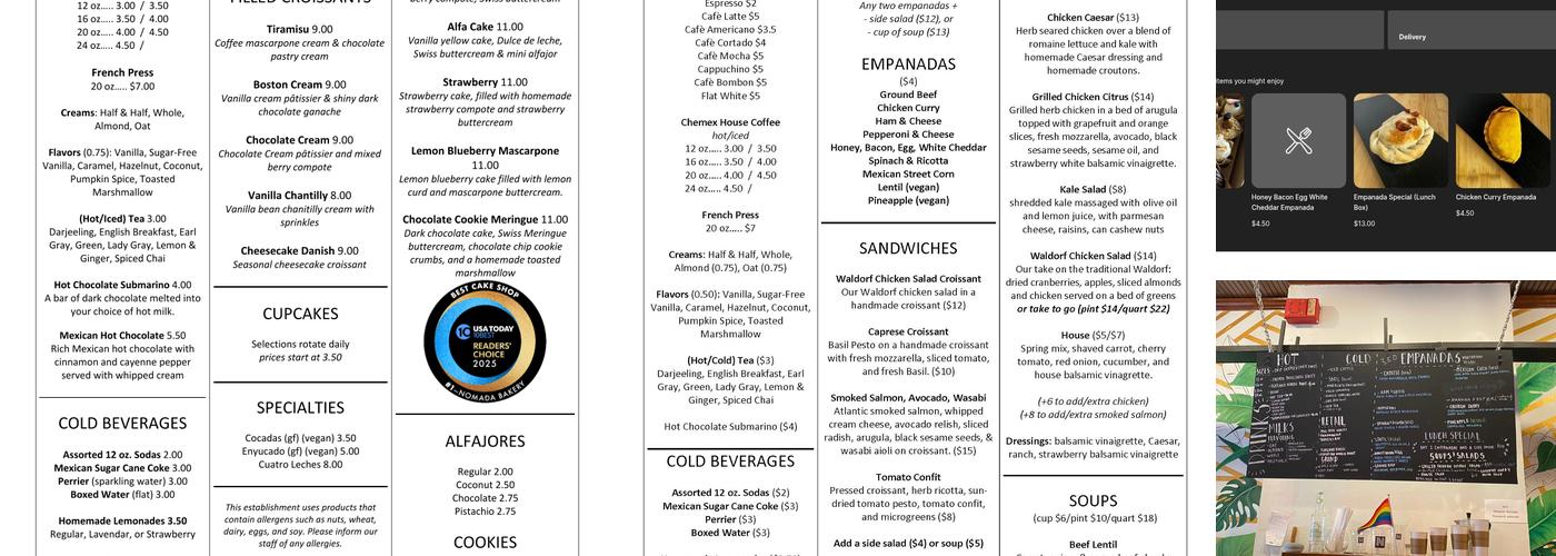 Nomada Bakery Menu