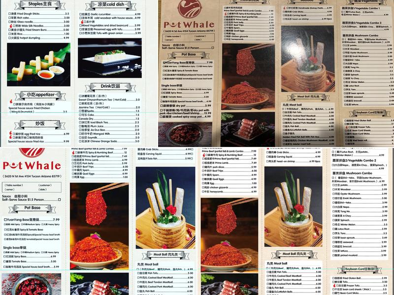 potwhale hotpot Menu