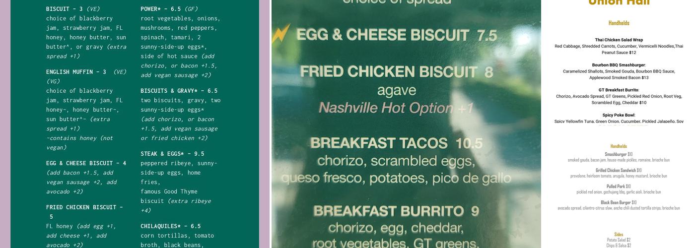 Good Thyme Menu