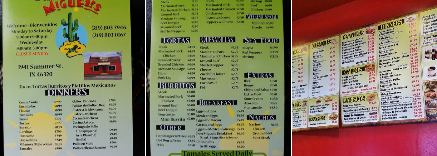 Don Miguels Menu