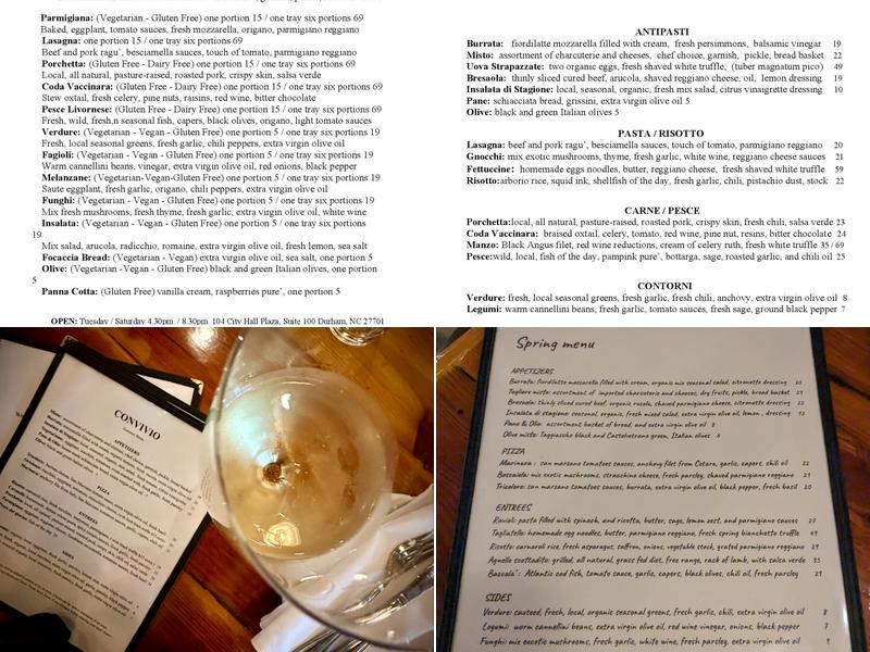 Convivio Restaurant Menu