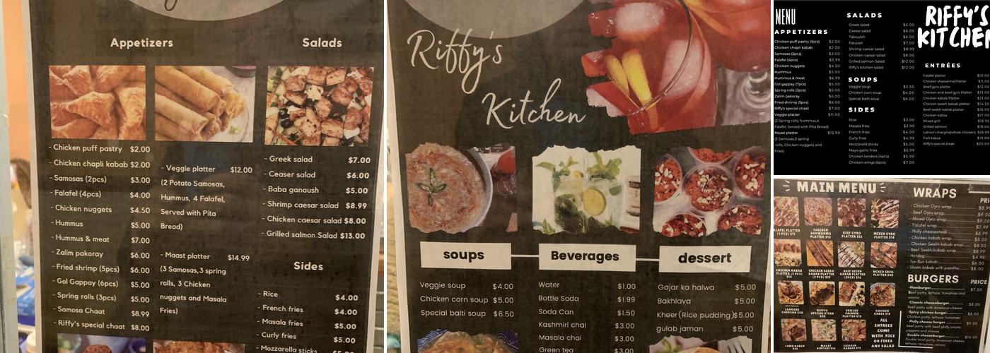 Riffy's kitchen Menu