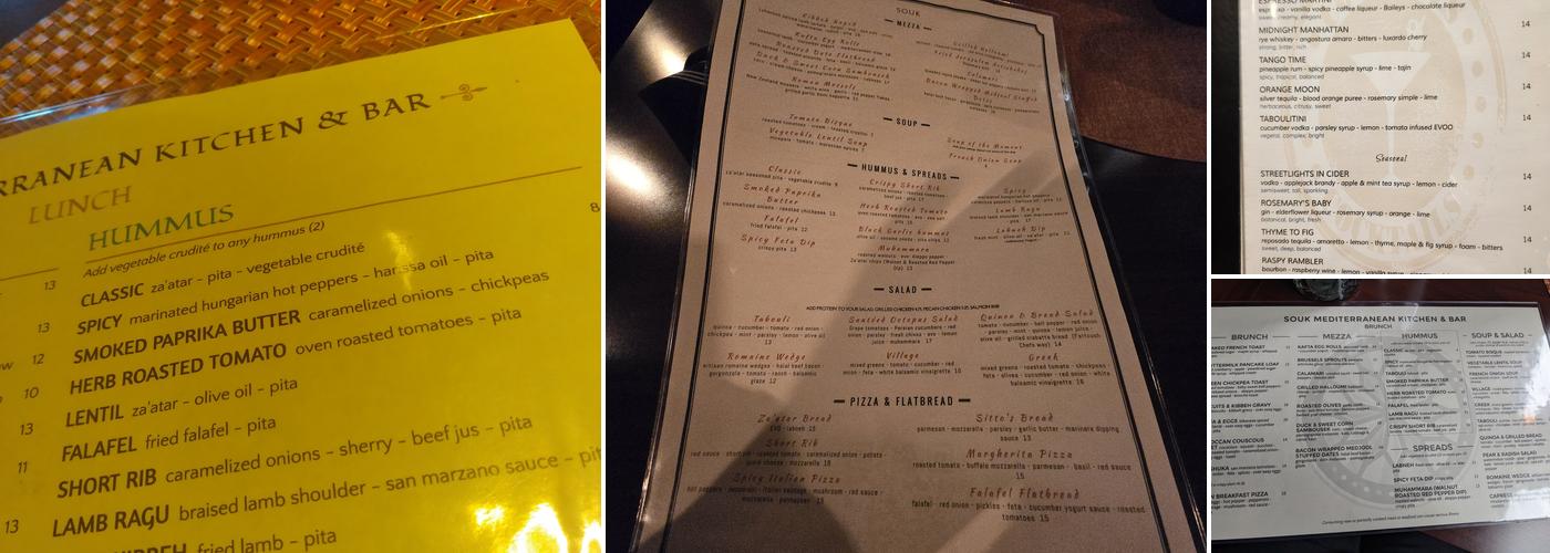 Souk Mediterranean Kitchen and Bar Menu