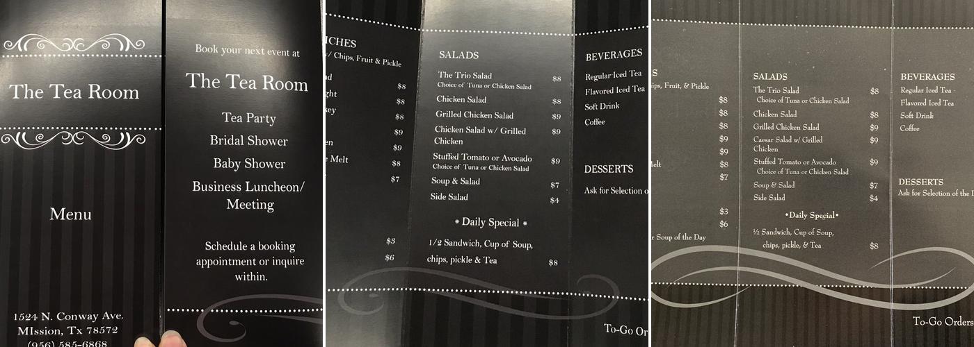 De'vine Tea Room LLC Menu