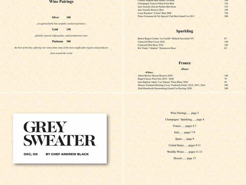 Grey Sweater Menu