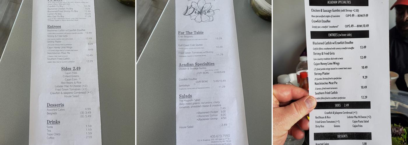 Magnolia Bistro Menu