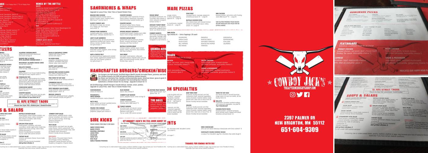 Cowboy Jacks Menu