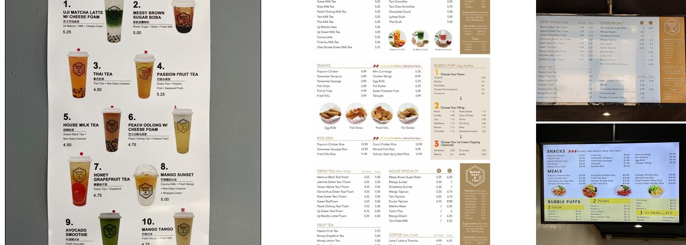 Bubble Puff & Tea Cafe Menu