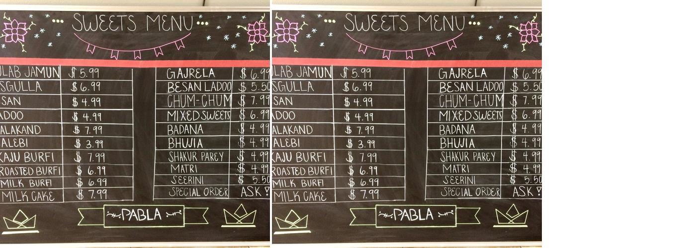 Pabla Sweets and Catering Menu