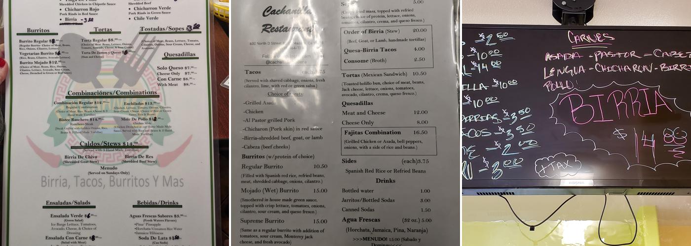 Cachanilla Menu