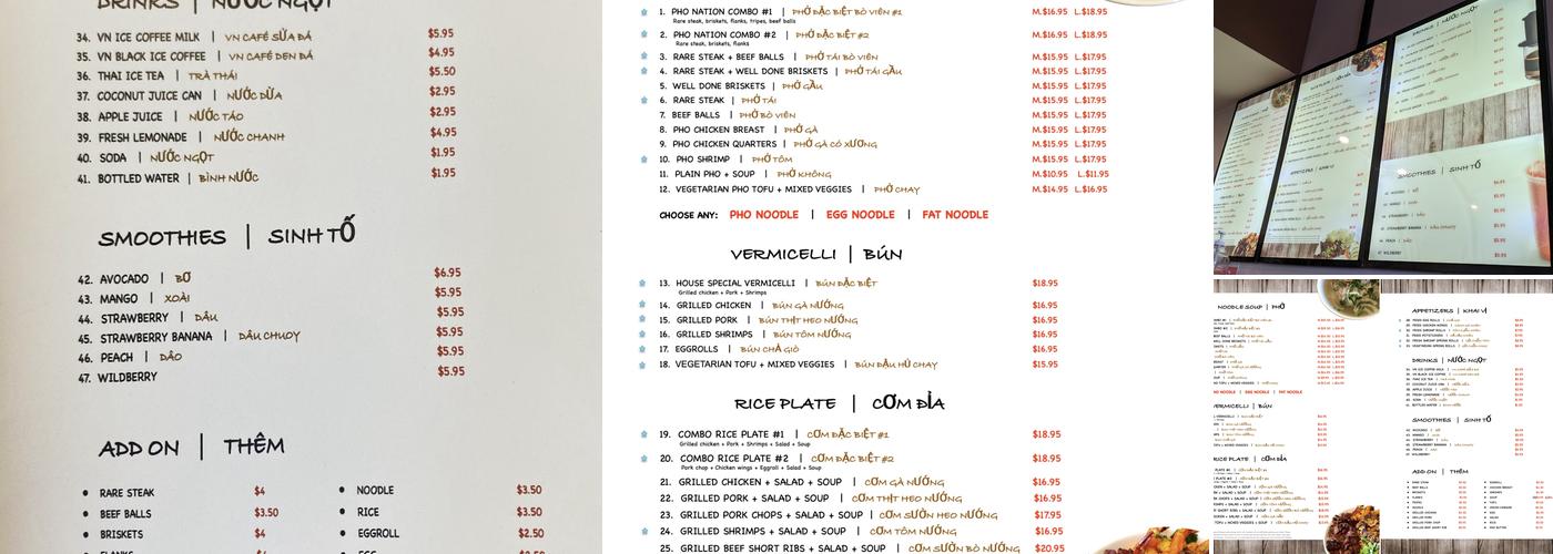 Pho Nation Menu