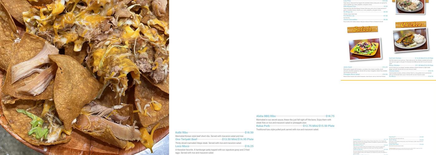 Aloha to Go - Hale (Hah-Lay) Menu