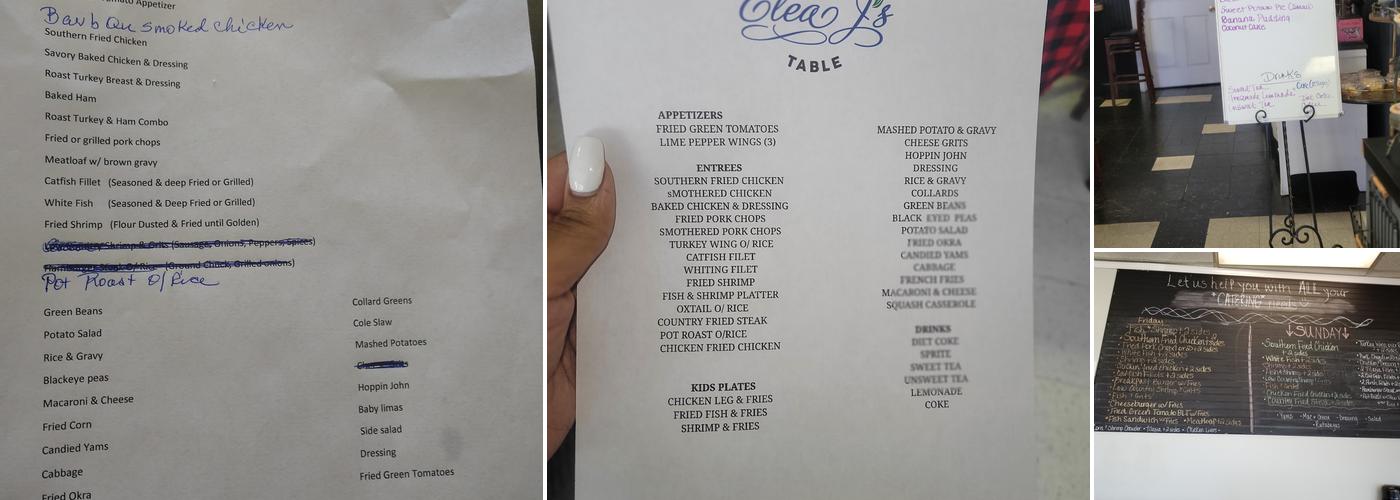 Elea J’s Southern Table Menu