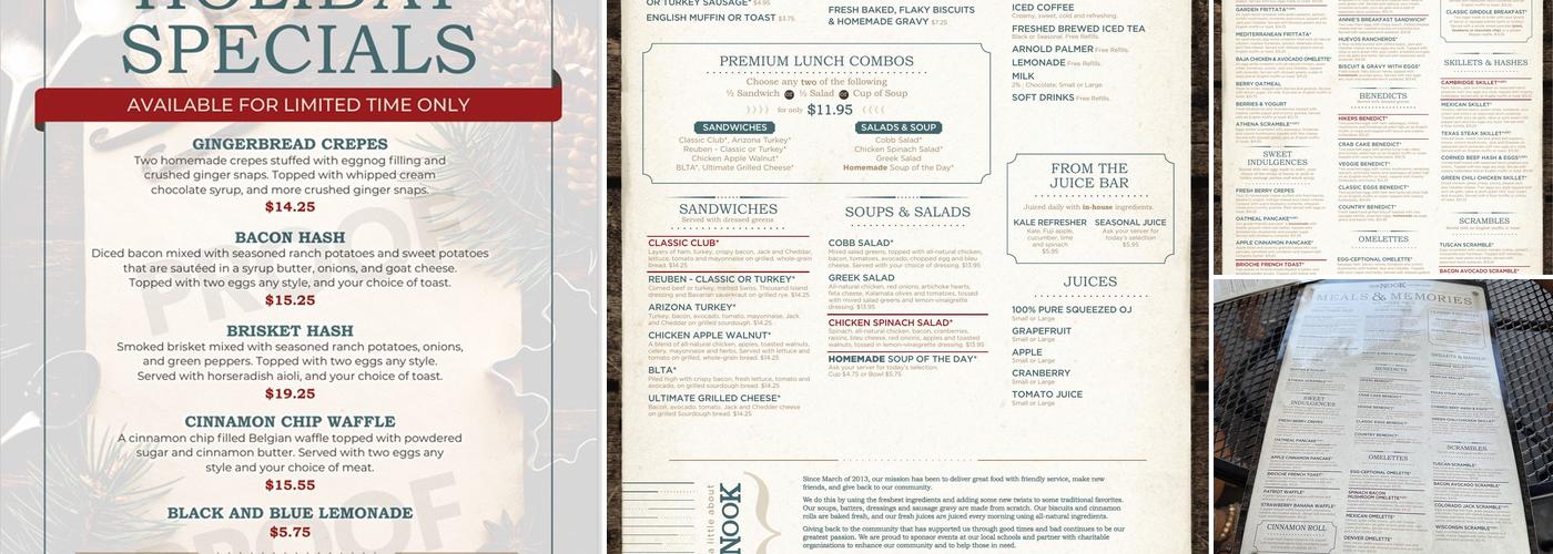 The Nook - A Daytime Eatery Menu