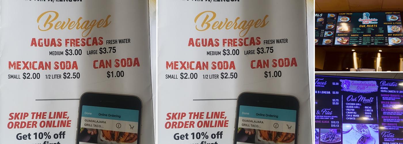 Guadalajara Grill Taco Shop / Caldwell Menu