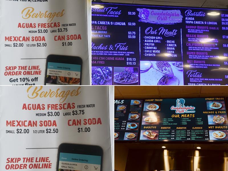Guadalajara Grill Taco Shop / Caldwell Menu