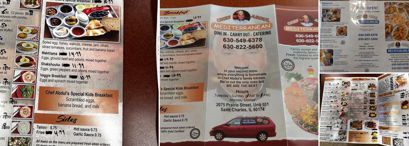 Chef Abdul Mediterranean Menu