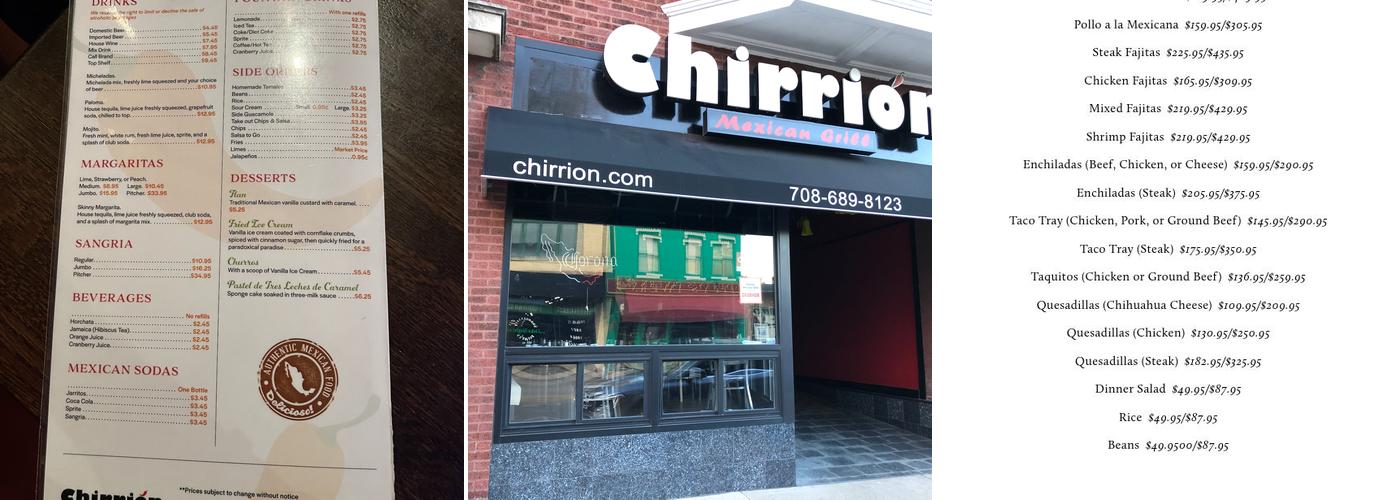 Chirrion Mexican Grill Menu