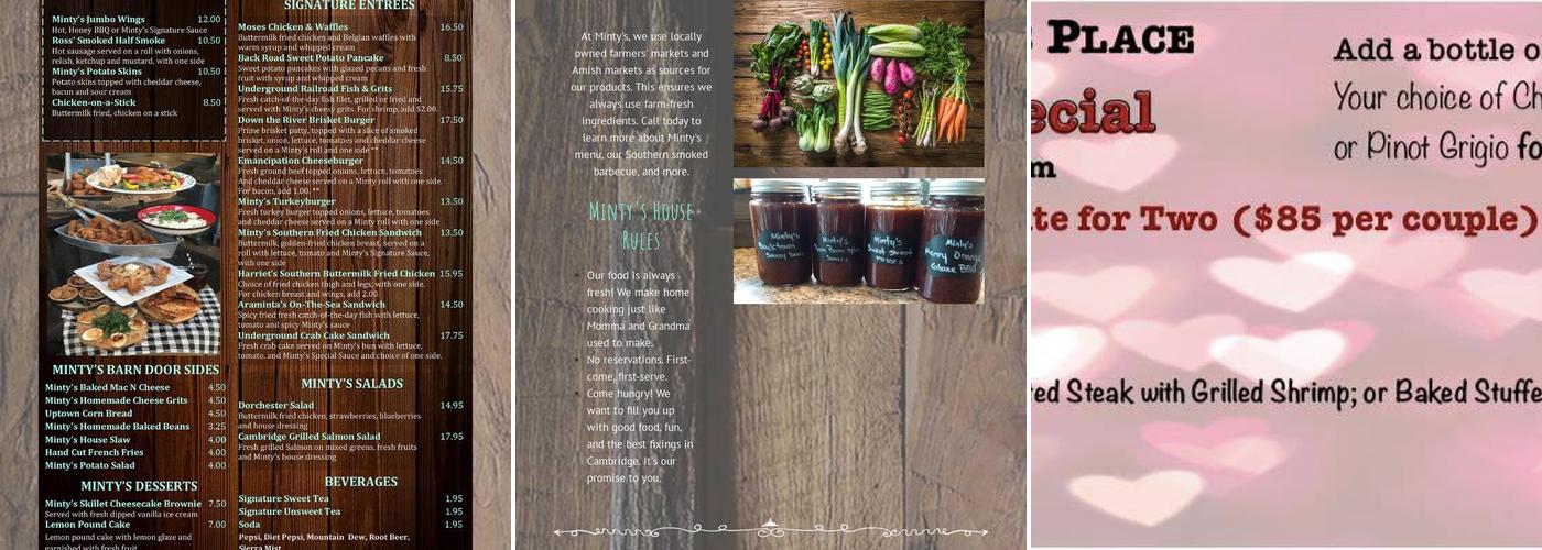 Minty's Place Menu