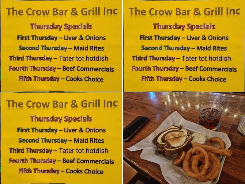 The Crow Bar & Grill Inc Menu
