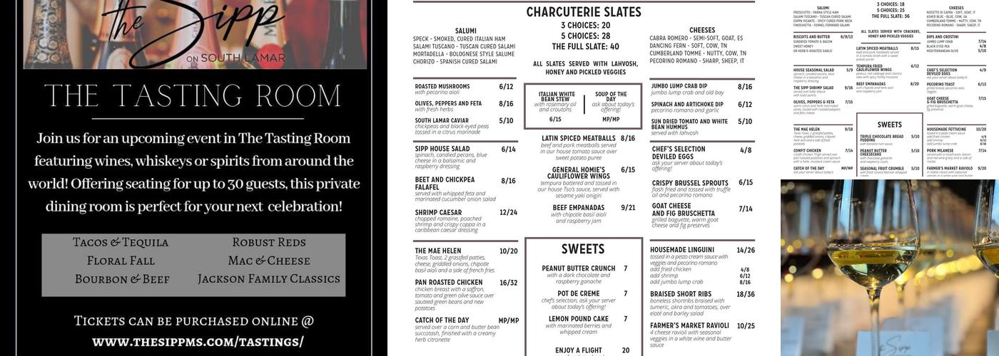 The Sipp on South Lamar Menu