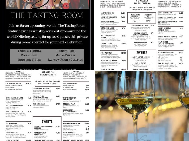 The Sipp on South Lamar Menu