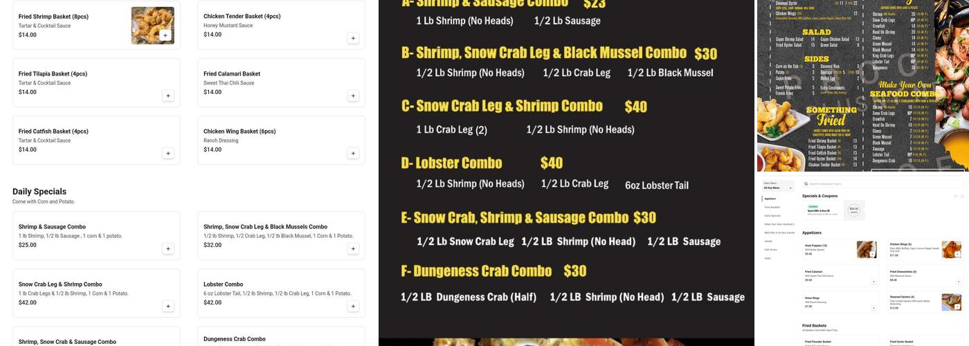Shake Shake Seafood Monroe Menu
