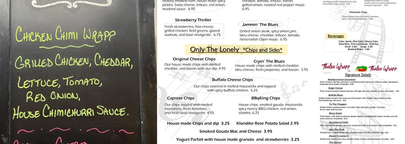 Thatsa Wrapp Shack Menu