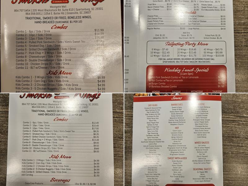 Smokin Wings Menu