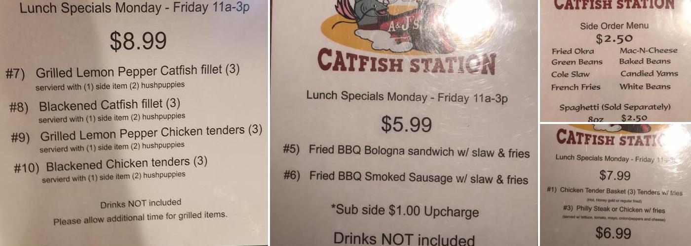 A&J's Catfish Station Millington Menu
