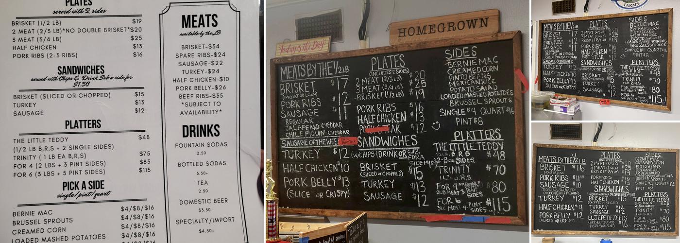 Teddy’s Barbecue Menu