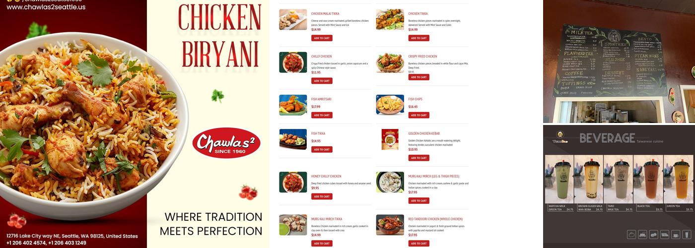 Chawlas2 Seattle Menu