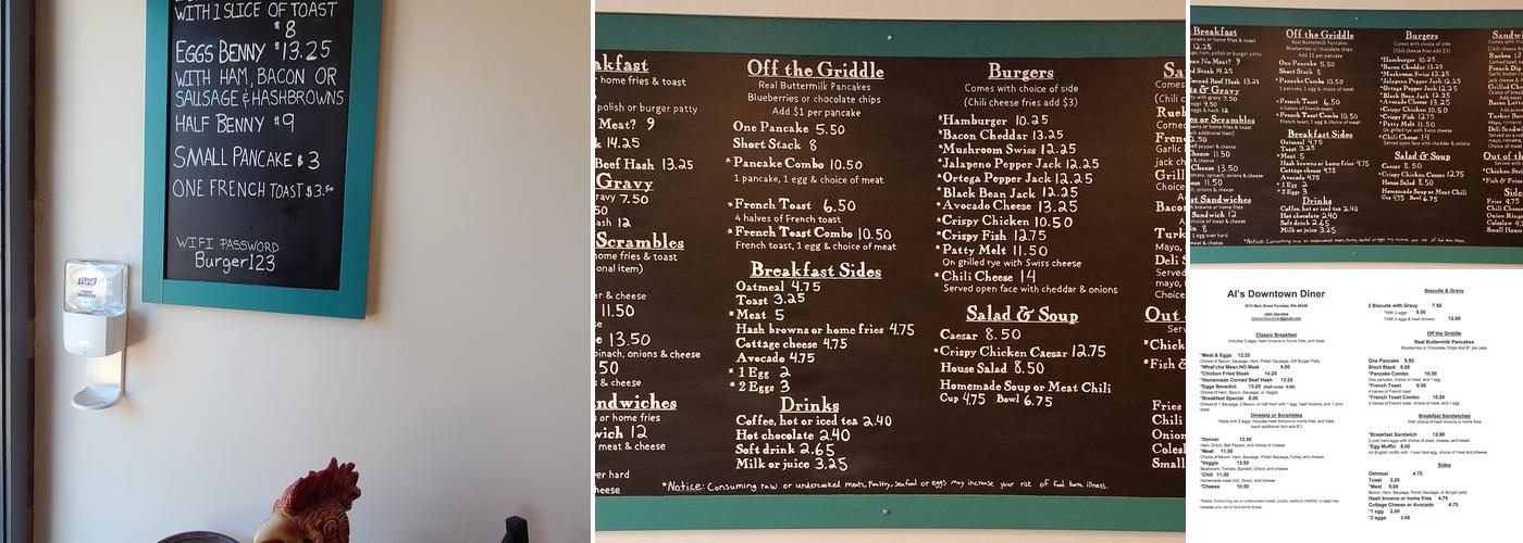 Al's Downtown Diner Menu