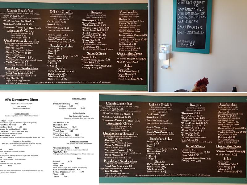 Al's Downtown Diner Menu