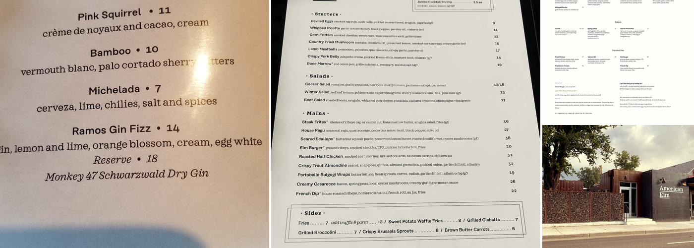 American Elm Menu