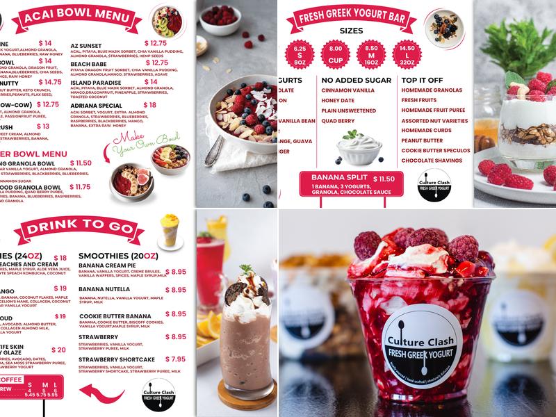Culture Clash Greek Yogurt Menu