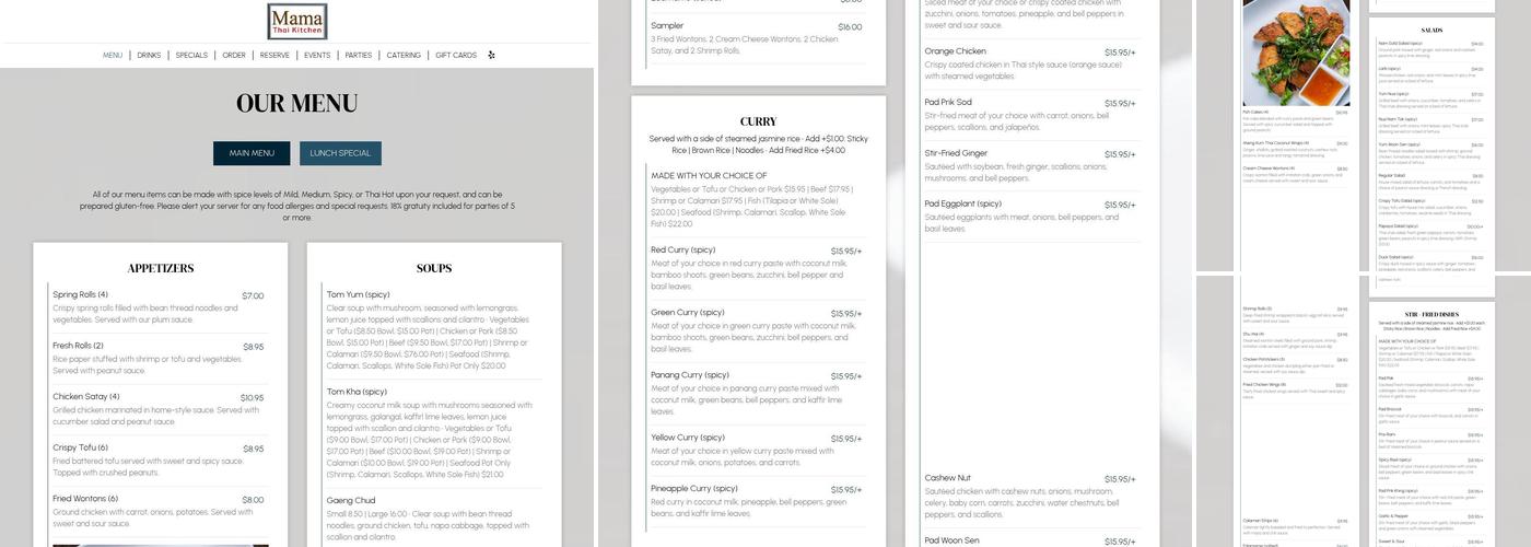 Mama Thai Kitchen Menu