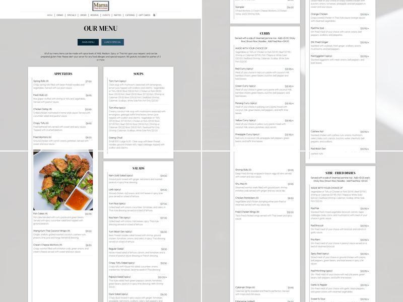Mama Thai Kitchen Menu