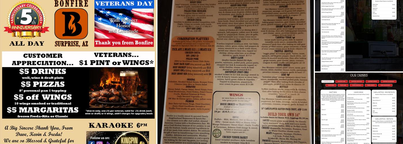 Bonfire Craft Kitchen and Tap House Surprise Menu
