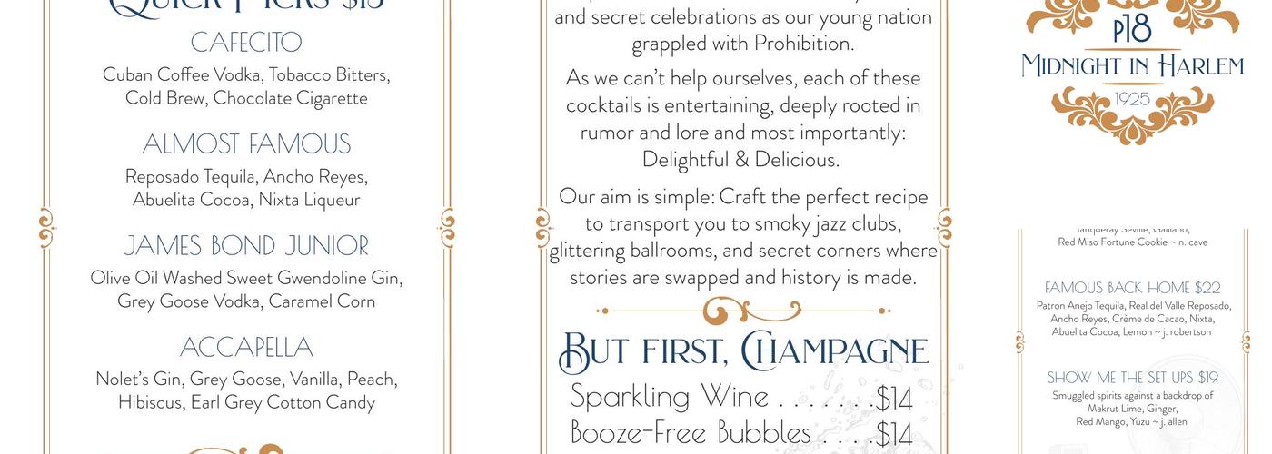 Platform 18 at Century Grand Menu