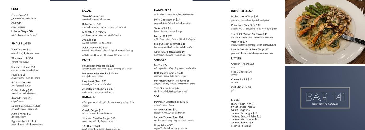 Bar 141 Menu