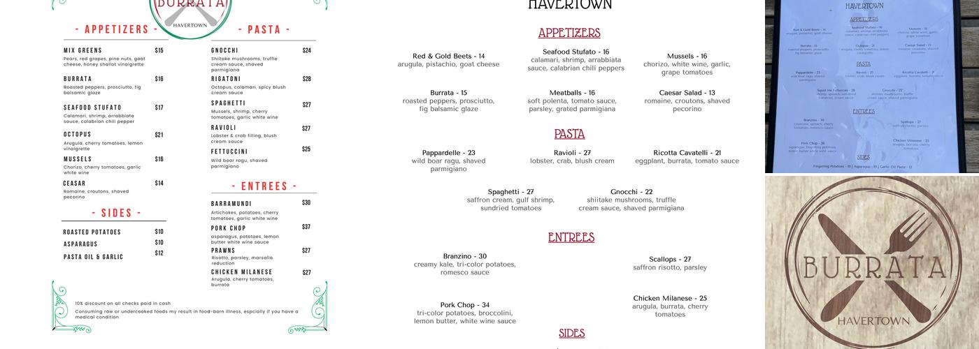Burrata Havertown Menu