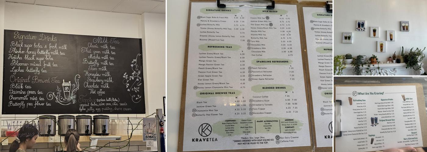 Krave Tea Menu