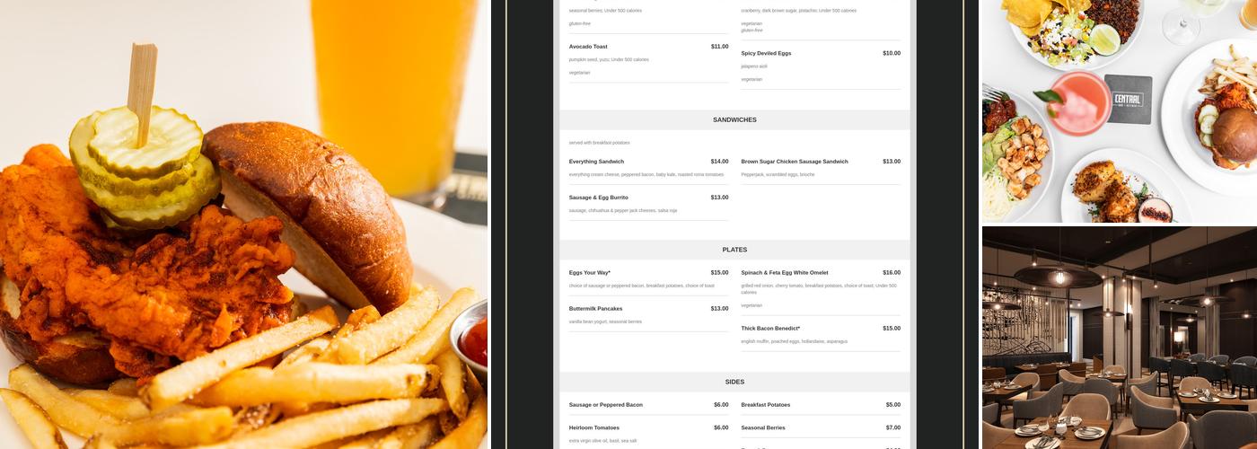 Central Bar + Kitchen Menu