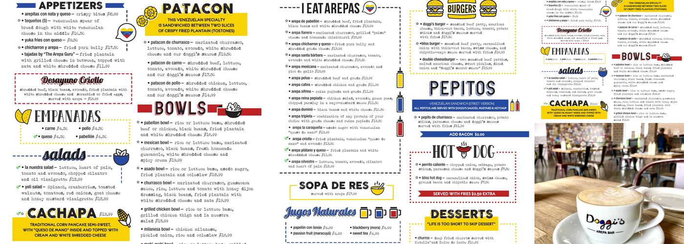 Doggi's Arepa Bar Menu