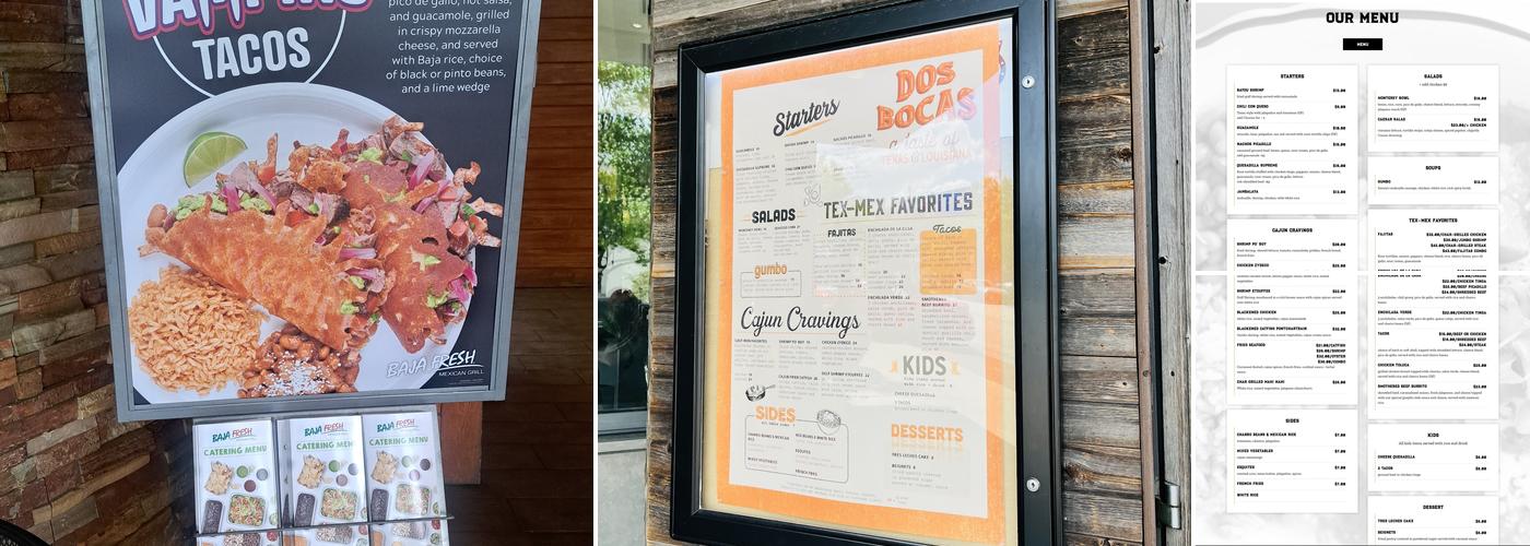 Dos Bocas Menu