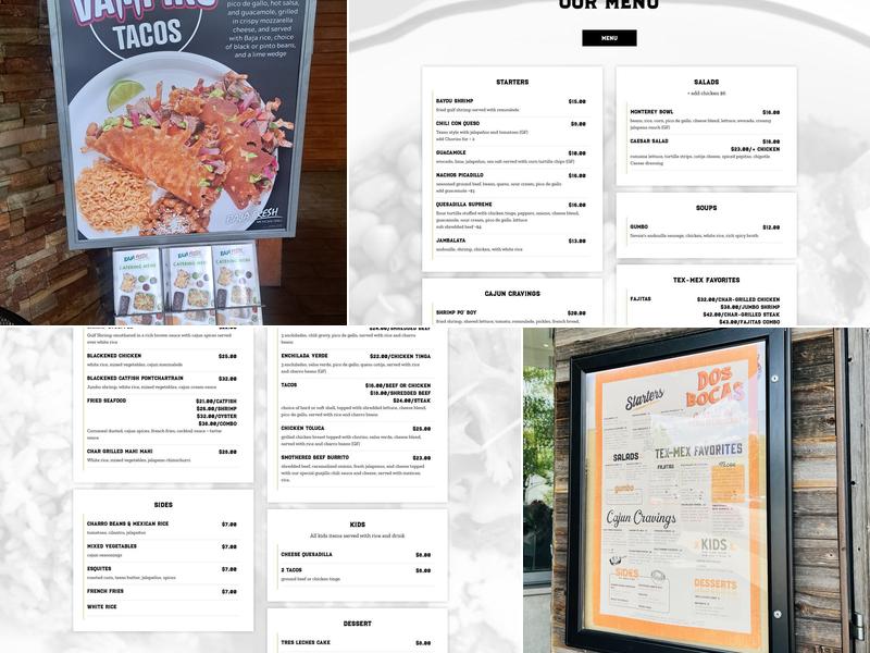 Dos Bocas Menu