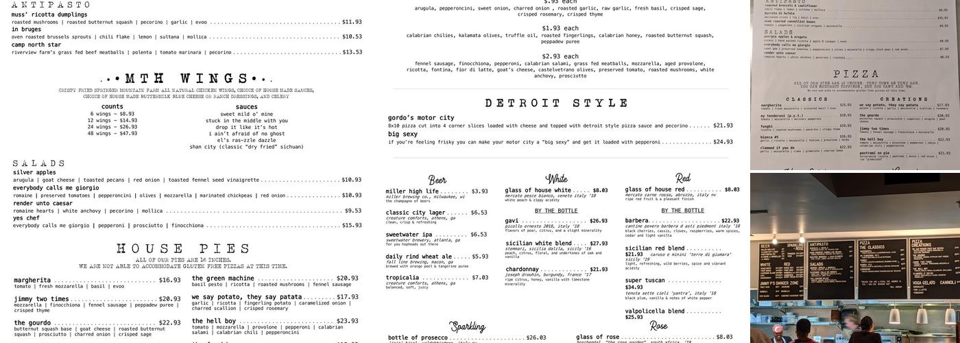 MTH Pizza Menu